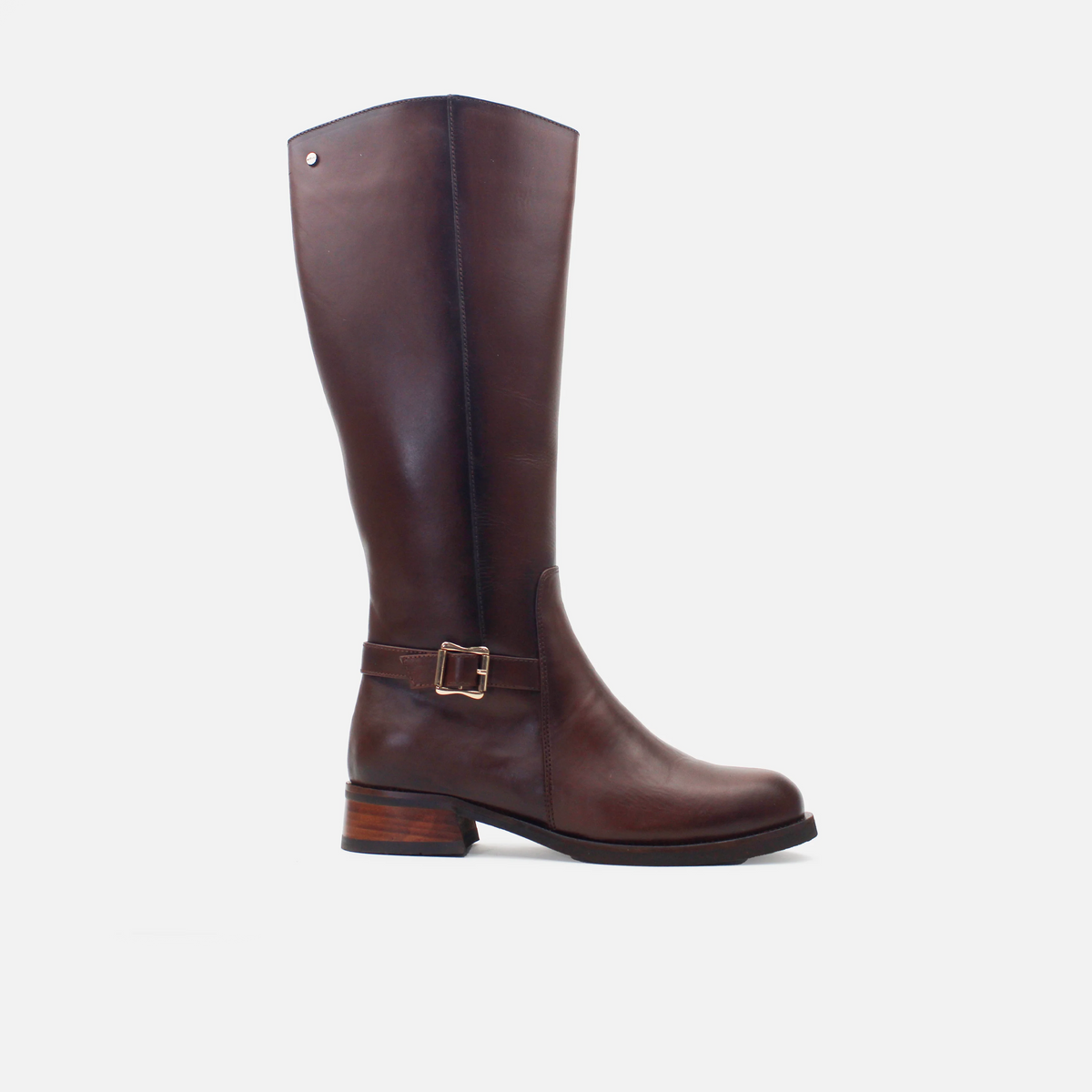Bota plana lyana de cuero para mujer - Miel