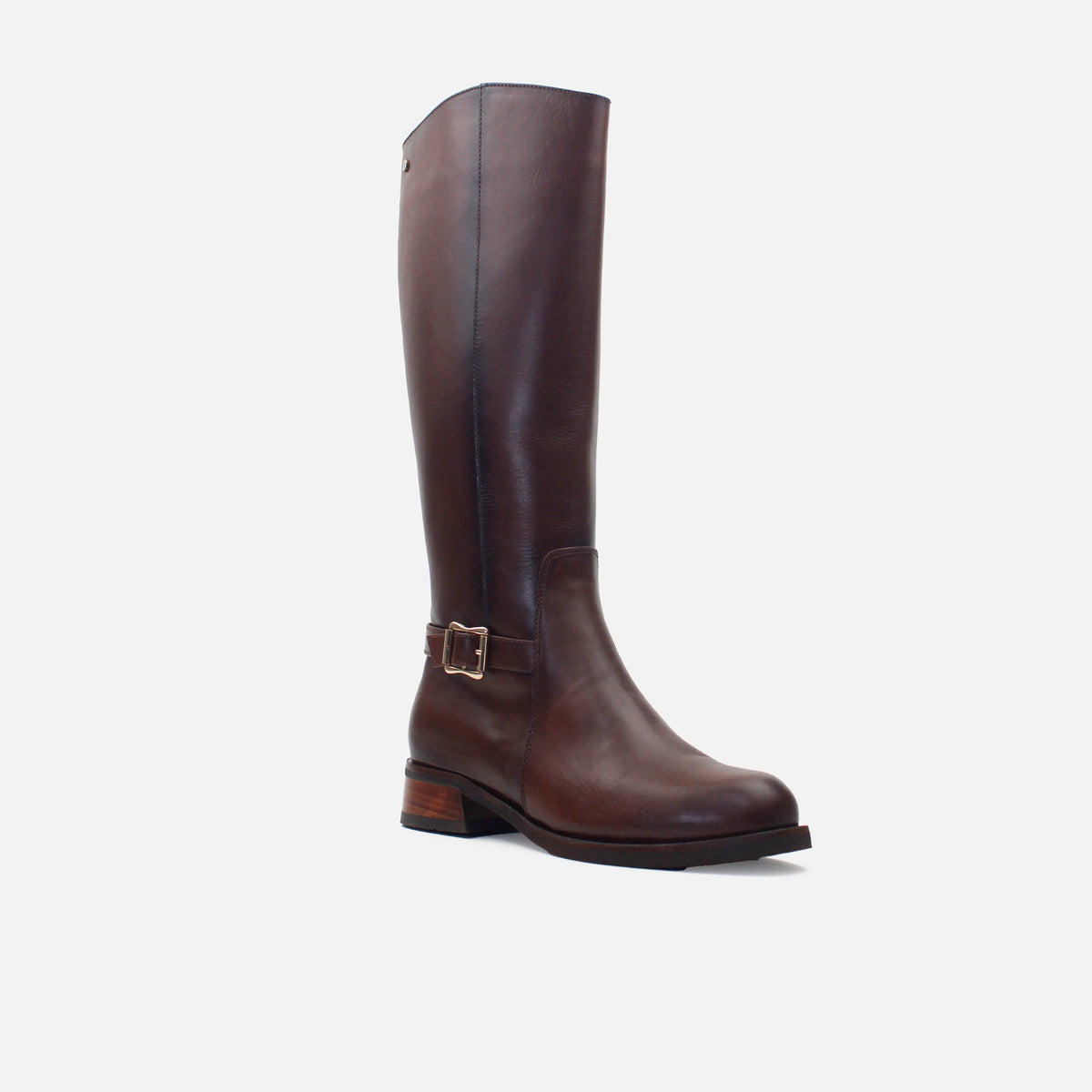 Bota plana lyana de cuero para mujer - Miel