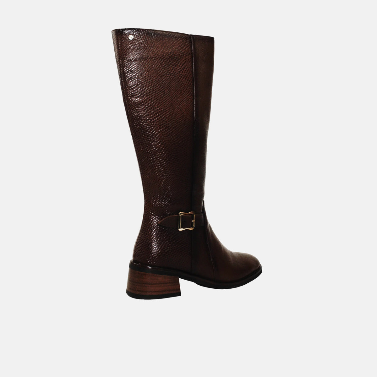 Bota tacon letizia de cuero para mujer - Miel