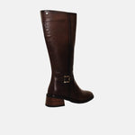 Bota tacon letizia de cuero para mujer - Miel