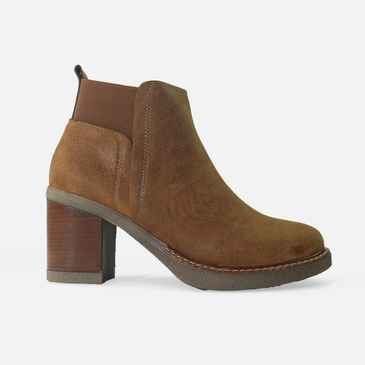 Botin tacon dalia de cuero para mujer - Miel