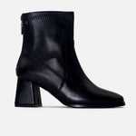 Botin tacon trina de cuero para mujer - Negro