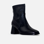 Botin tacon trina de cuero para mujer - Negro