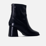 Botin tacon trina de cuero para mujer - Negro