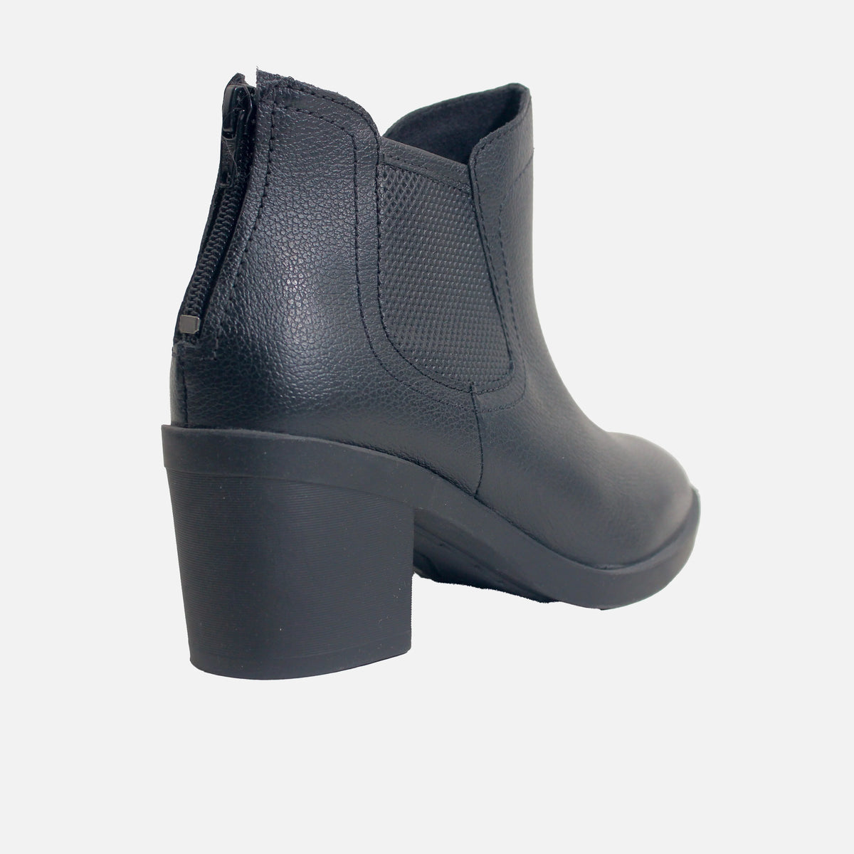 Botin tacon keegan de cuero para mujer - Negro