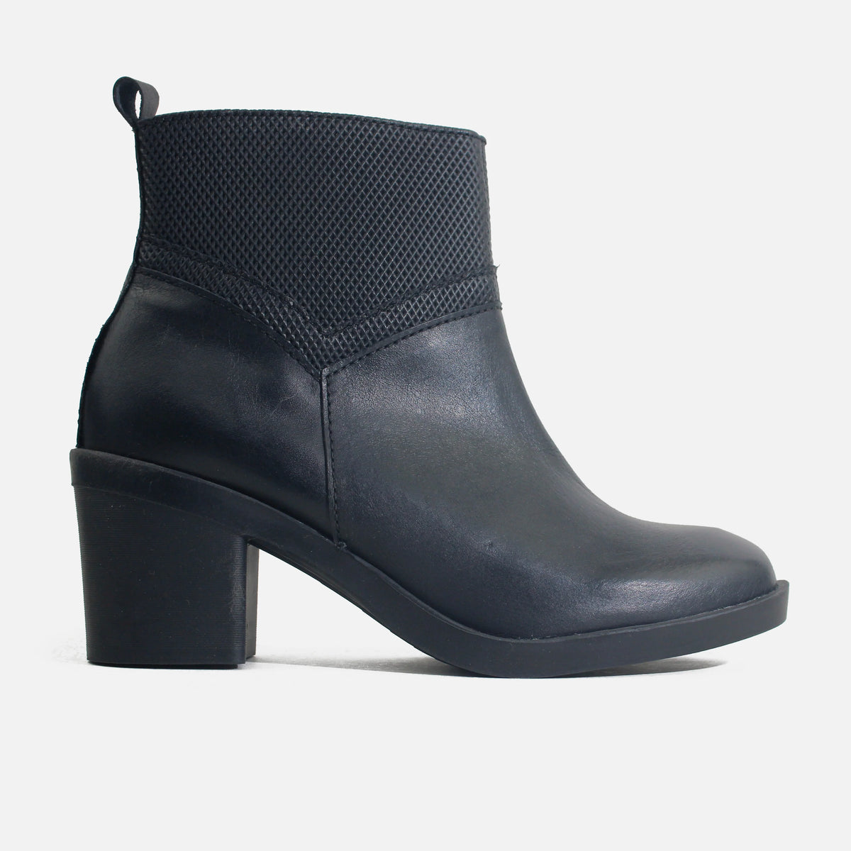 Botin tacon robbie de cuero para mujer - Negro