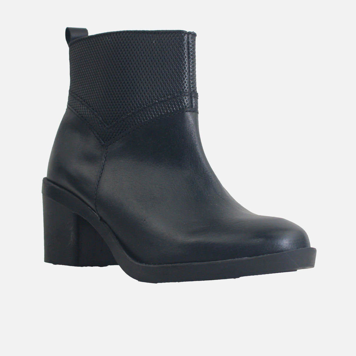 Botin tacon robbie de cuero para mujer - Negro