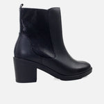 Botin tacon tulum de cuero para mujer - Negro