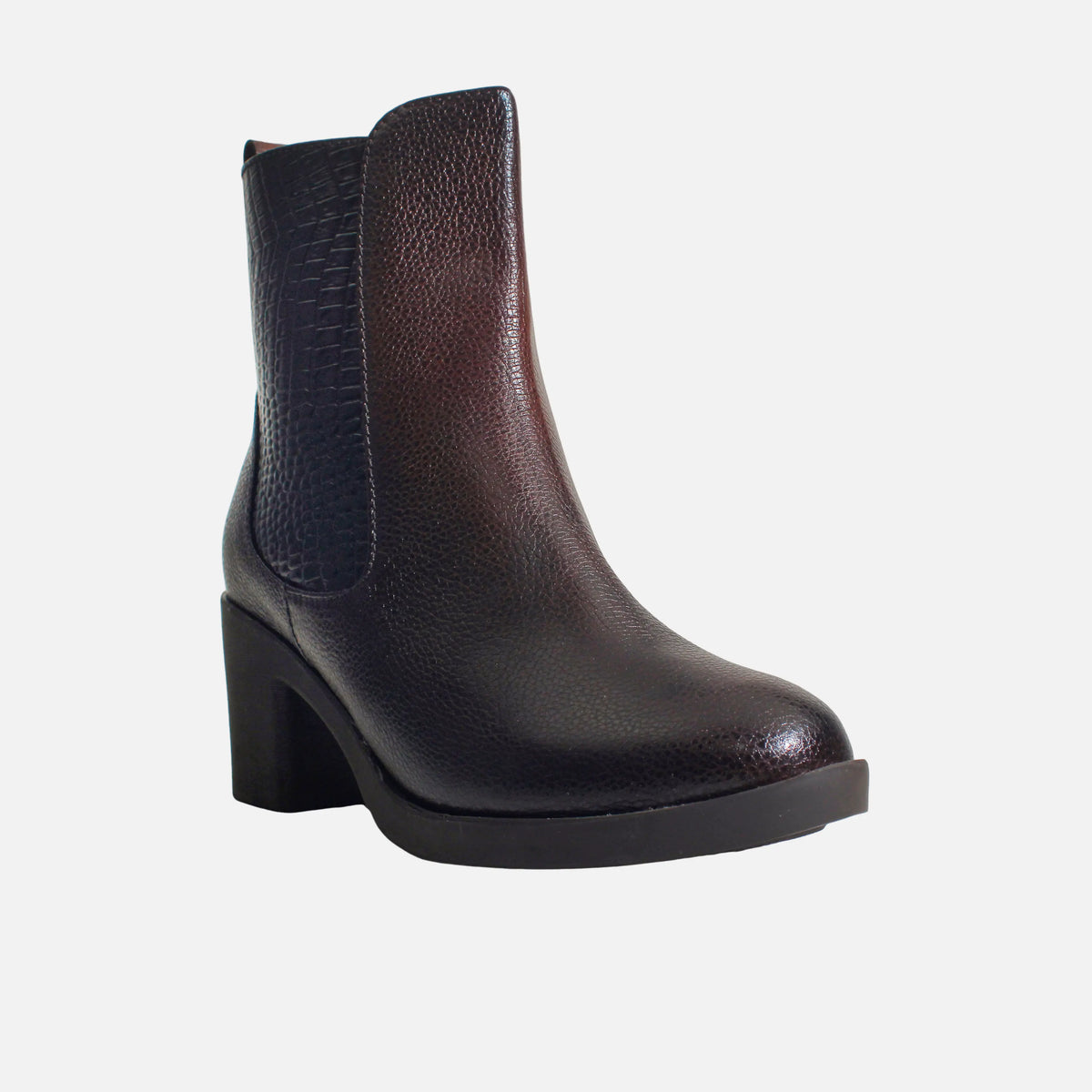 Botin tacon tulum de cuero para mujer - Miel