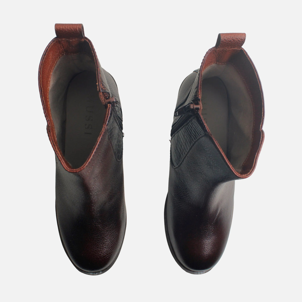 Botin tacon tulum de cuero para mujer - Miel