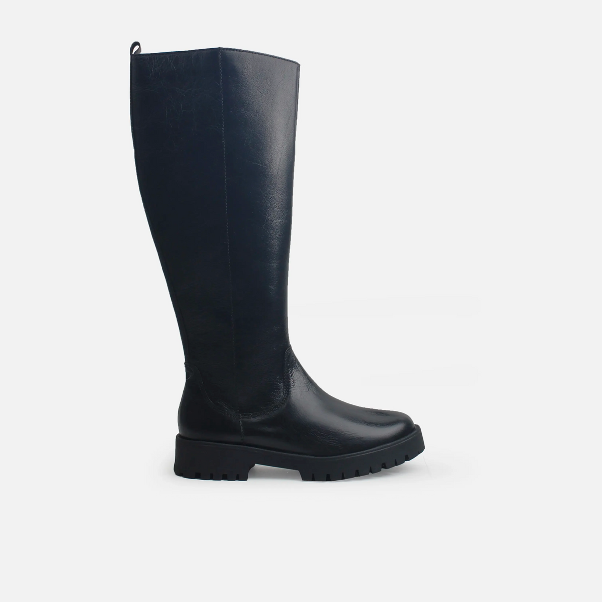 Bota tractorada perla de cuero para mujer - Negro