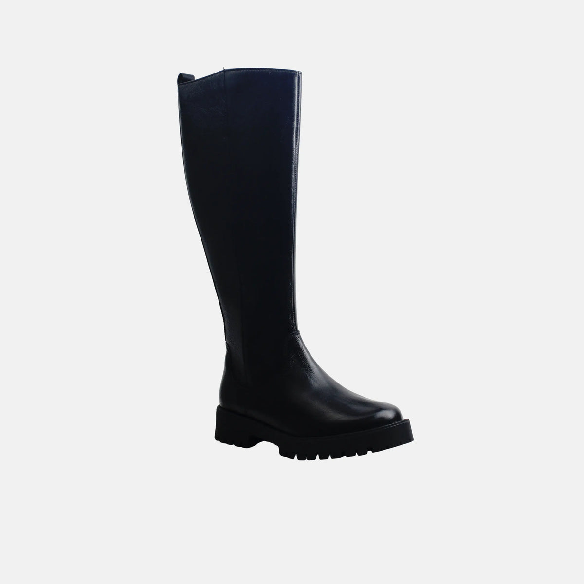 Bota tractorada perla de cuero para mujer - Negro