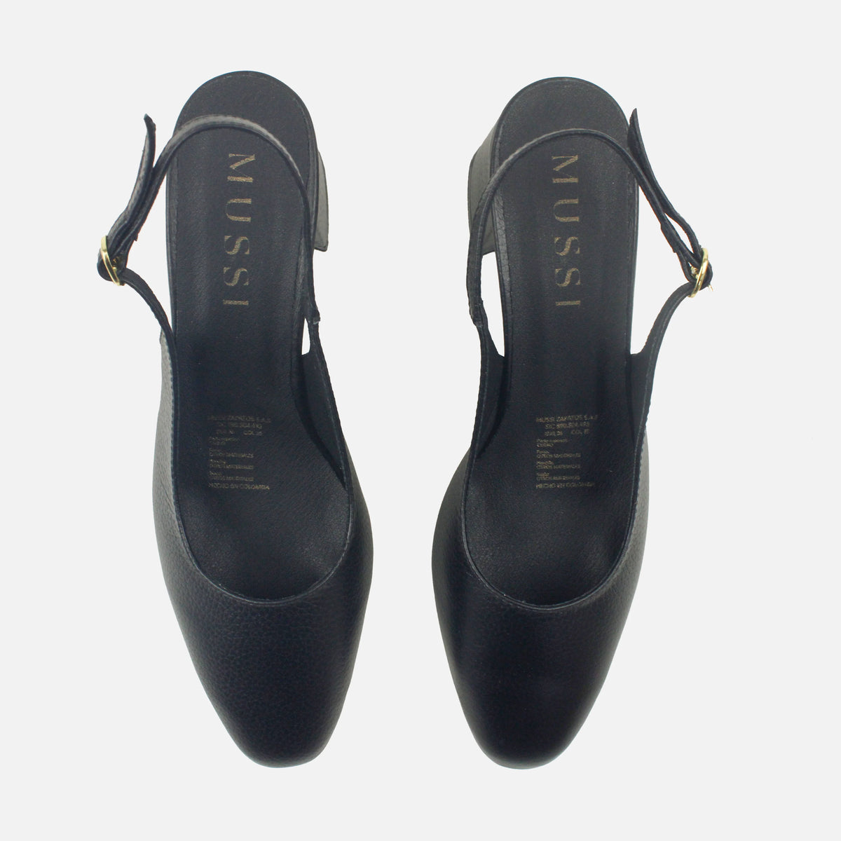 Tacones regina de cuero para mujer - Negro