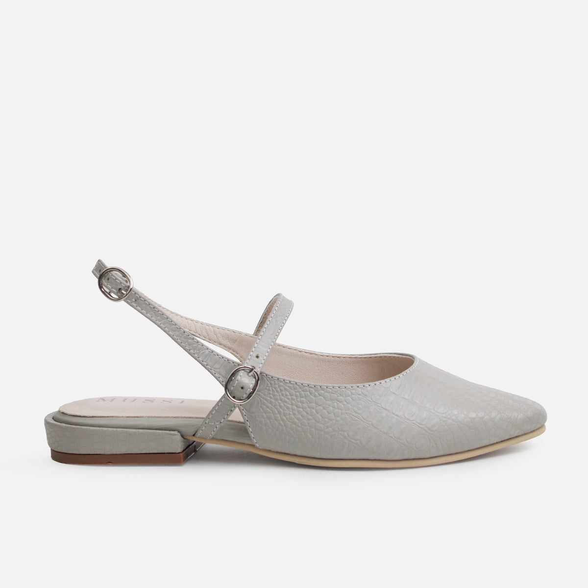 Baleta destalonada liora de cuero para mujer - Gris