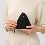 Monedero kumi de cuero para mujer - Negro
