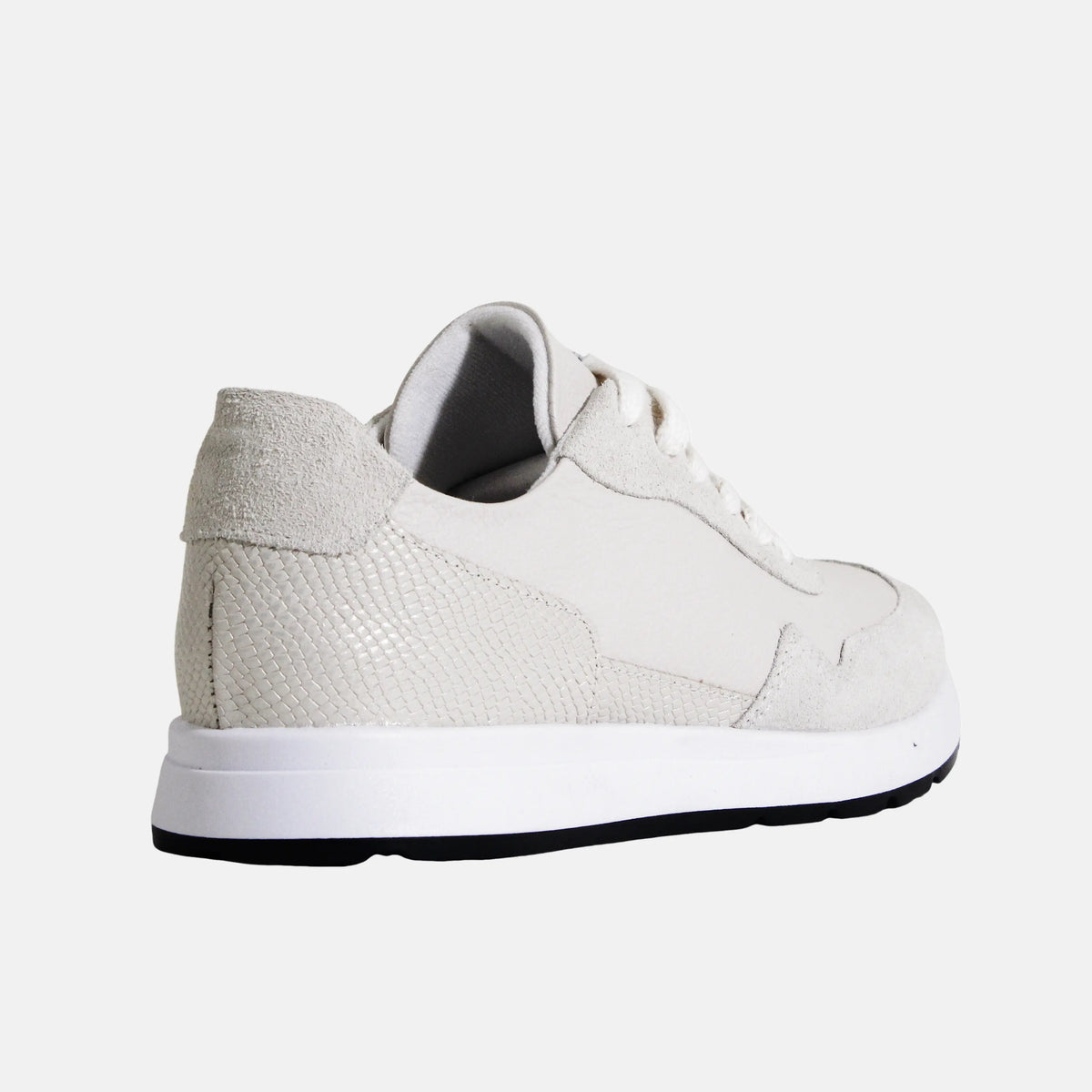 Tenis priscilla de cuero para mujer - Hueso
