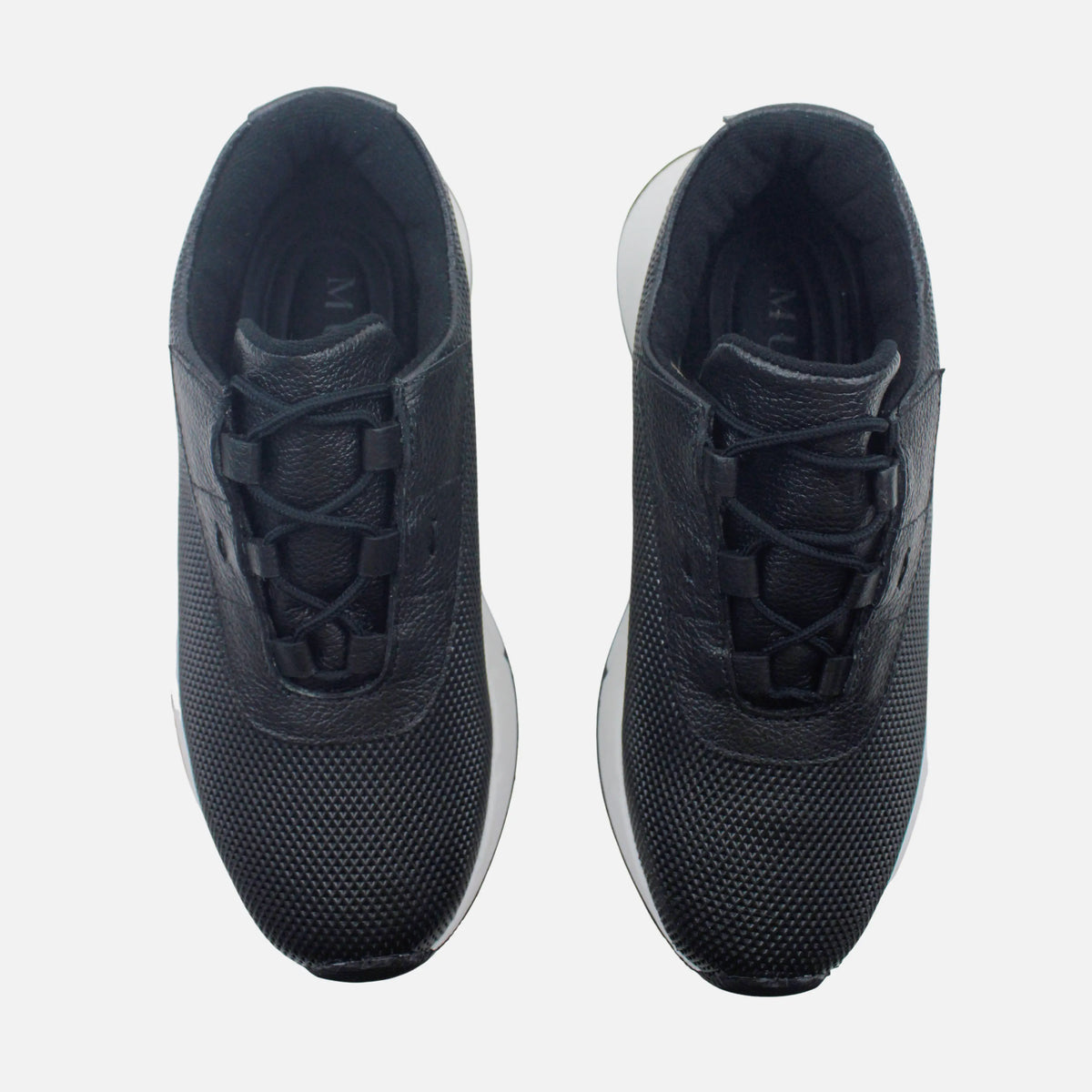Tenis con plataforma lirio de cuero para mujer - Negro