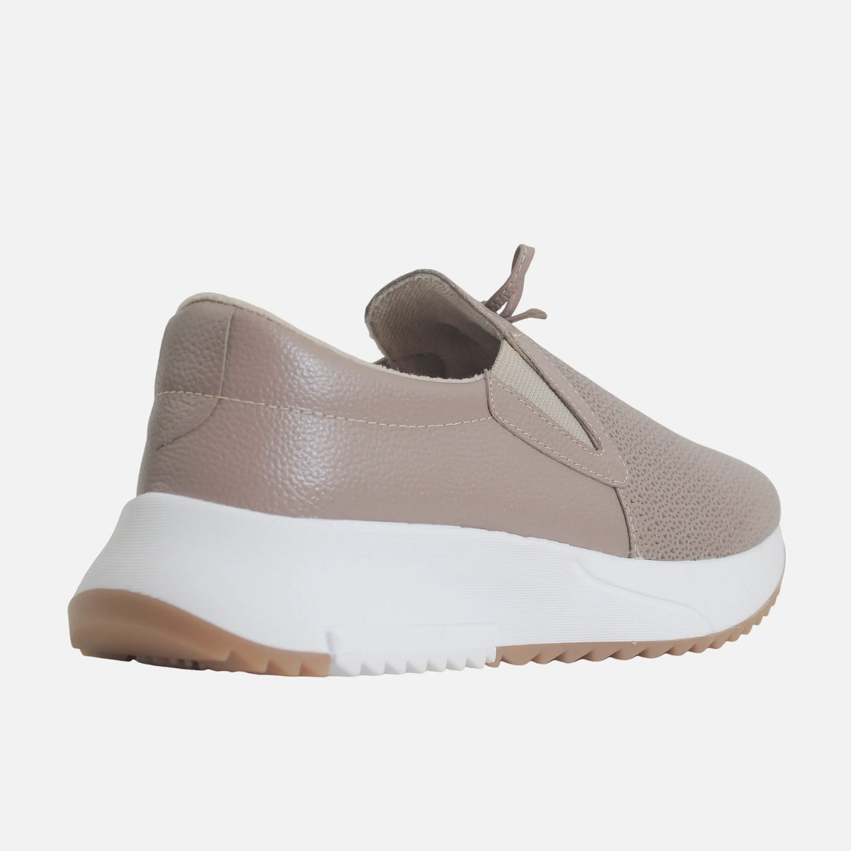 Tenis con plataforma emree de cuero para mujer - Taupe