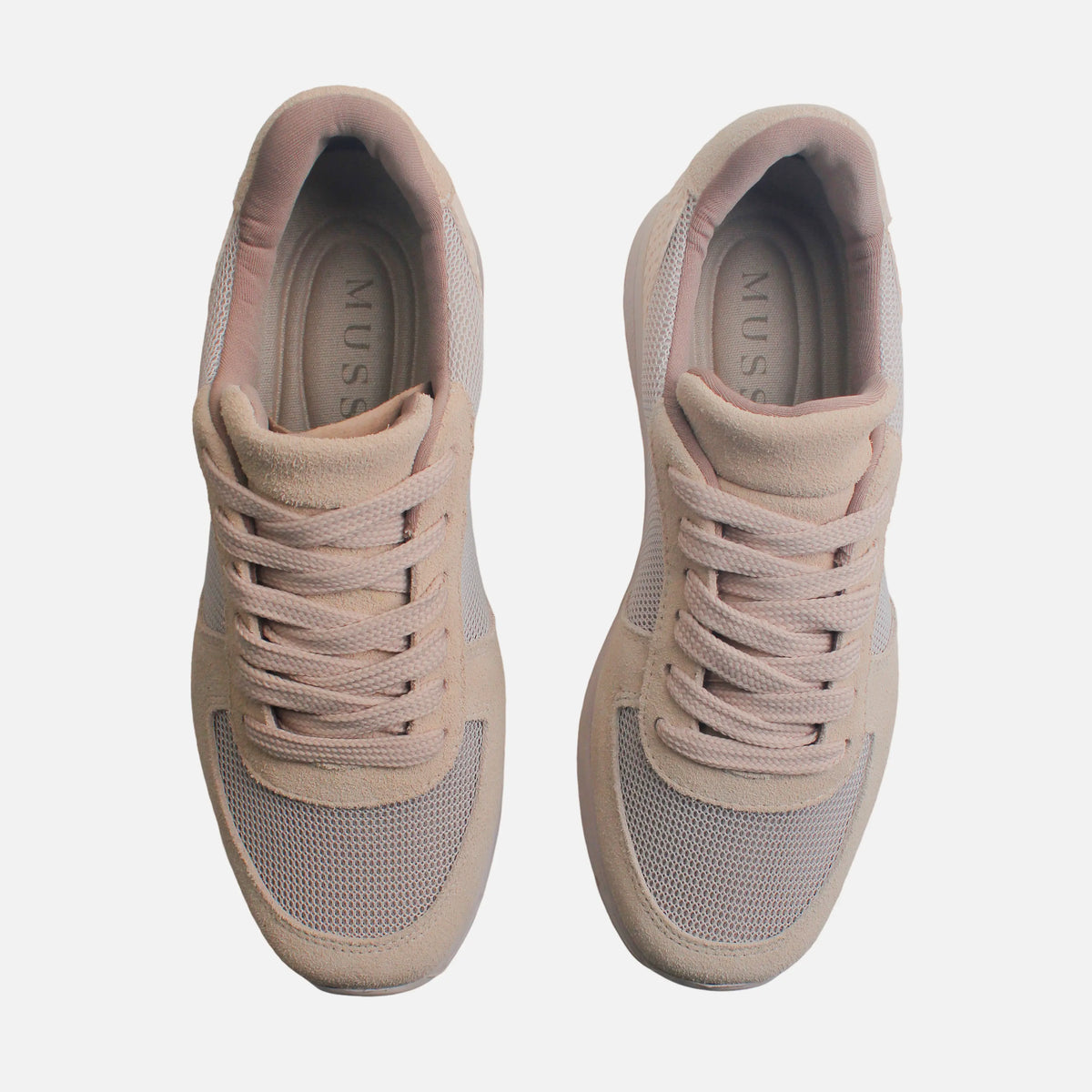 Tenis con plataforma mara de cuero para mujer - Beige