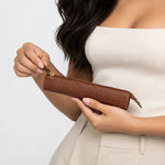 Portalapicero stela de cuero para mujer - Miel