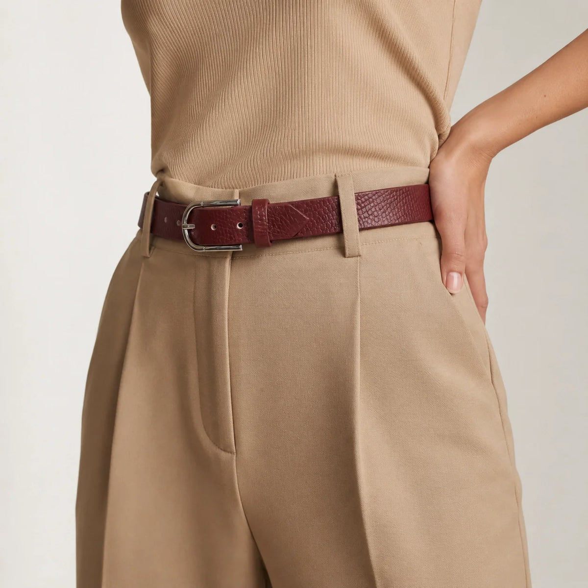 Correa anna de cuero para mujer - Rojo