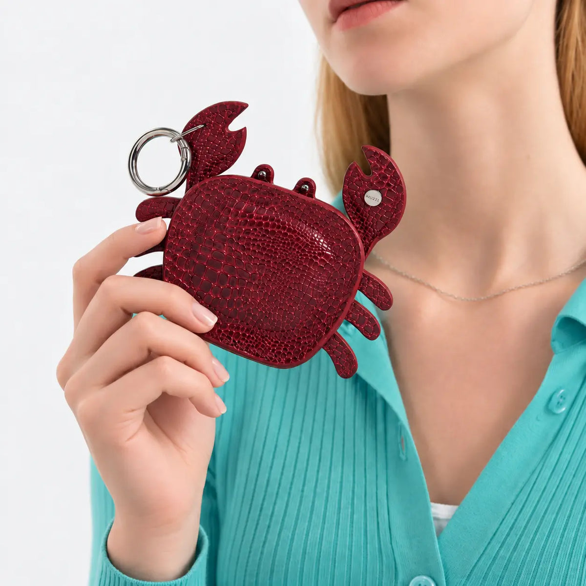 Monedero Cangrejo de cuero para mujer - Vino