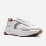 Tenis con plataforma naya de cuero para mujer - Beige