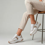 Tenis con plataforma naya de cuero para mujer - Beige