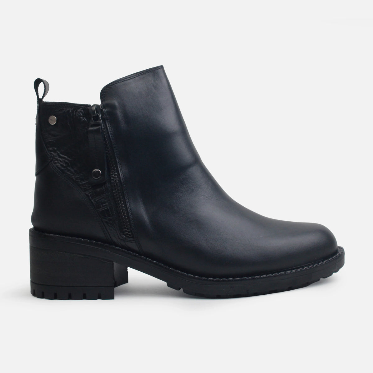 Botin tacon velia de cuero para mujer - Negro