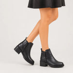 Botin tacon velia de cuero para mujer - Negro
