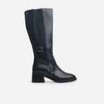 Bota tacon tiren de textil para mujer - Negro