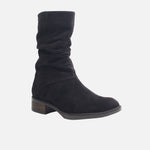 Botin plano bianca de cuero para mujer - Café