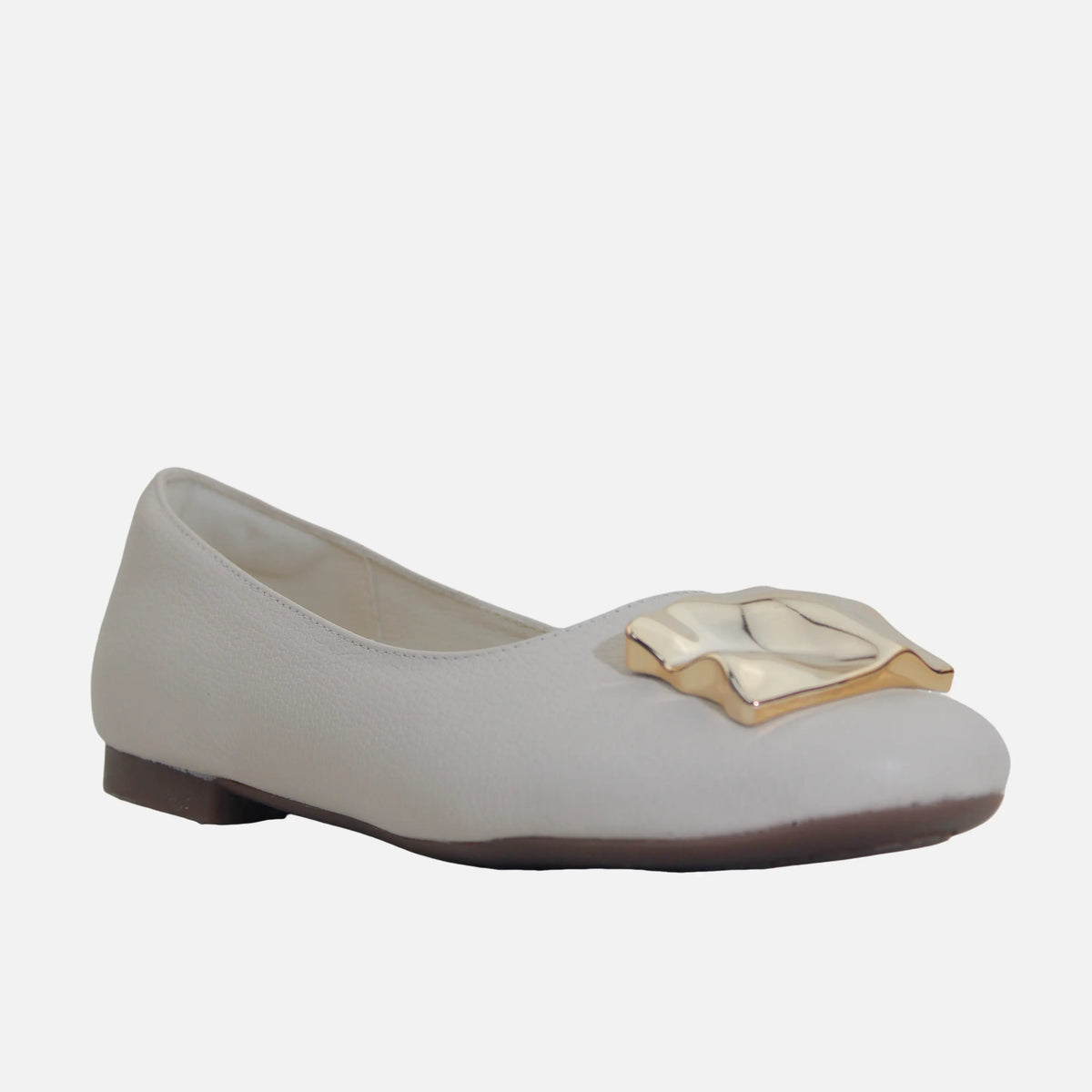 Baleta plana thyme de cuero para mujer - Hueso