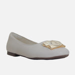 Baleta plana thyme de cuero para mujer - Hueso