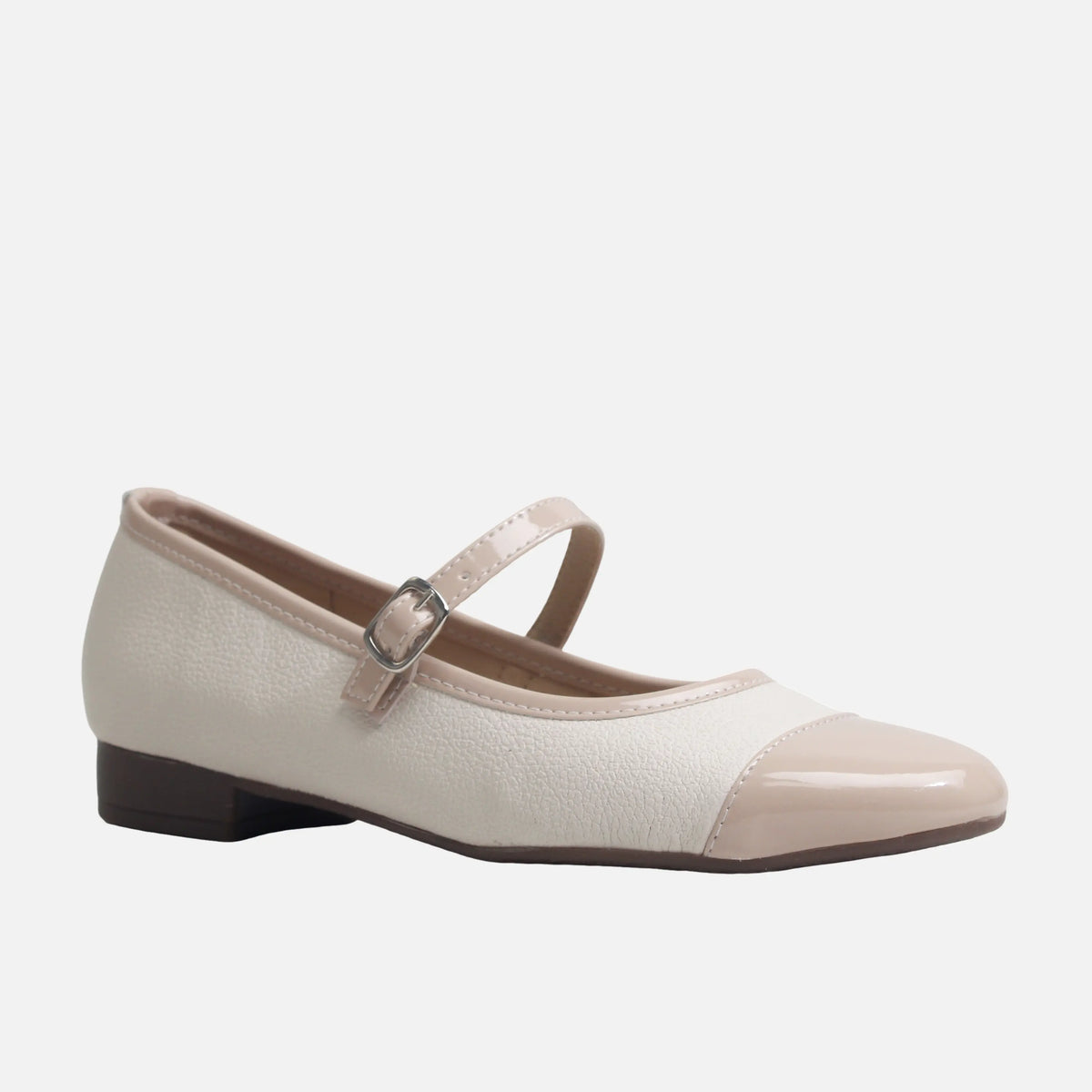Baleta plana bruma de cuero para mujer - Nude