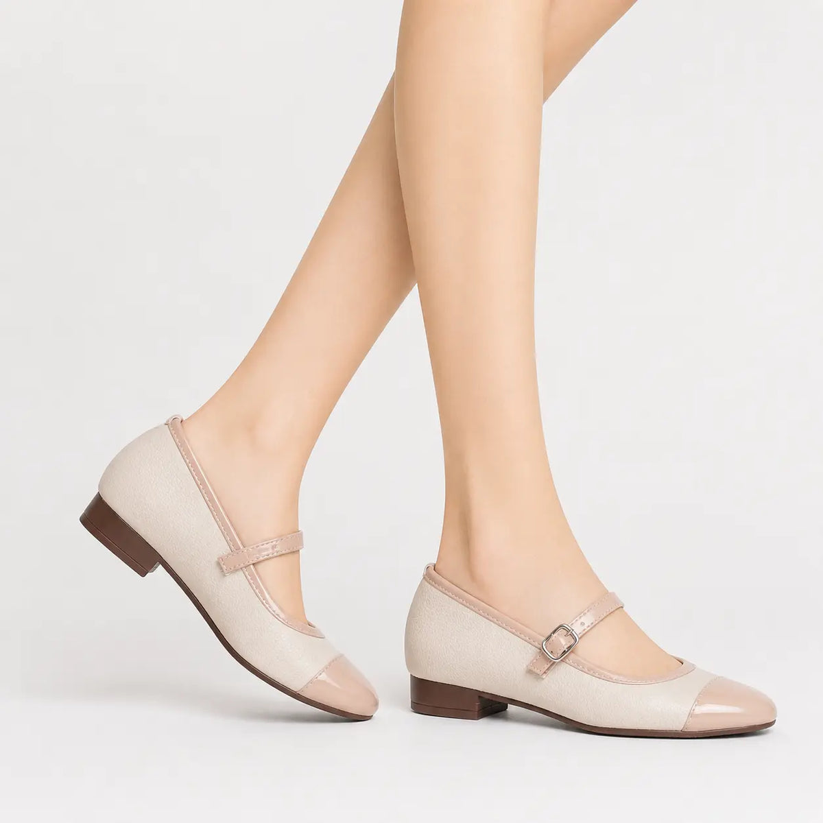 Baleta plana bruma de cuero para mujer - Nude