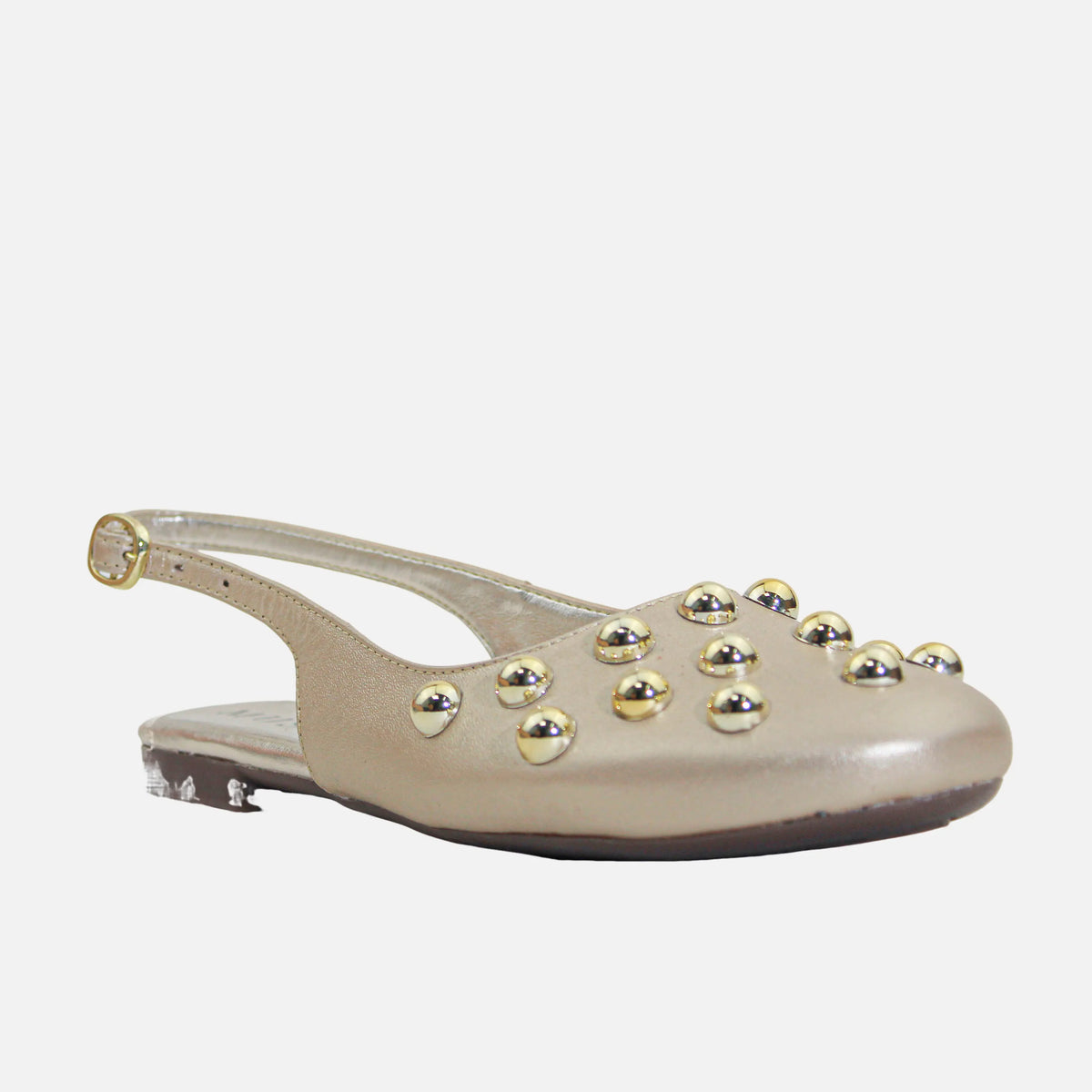 Baleta plana vegonia de cuero para mujer - Oro