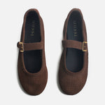 Baleta plana fabiola de cuero para mujer - Café