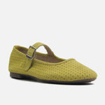 Baleta plana fabiola de cuero para mujer - Verde