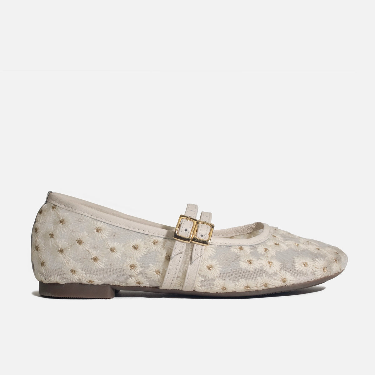 Baleta plana avellana de sintético para mujer - Hueso