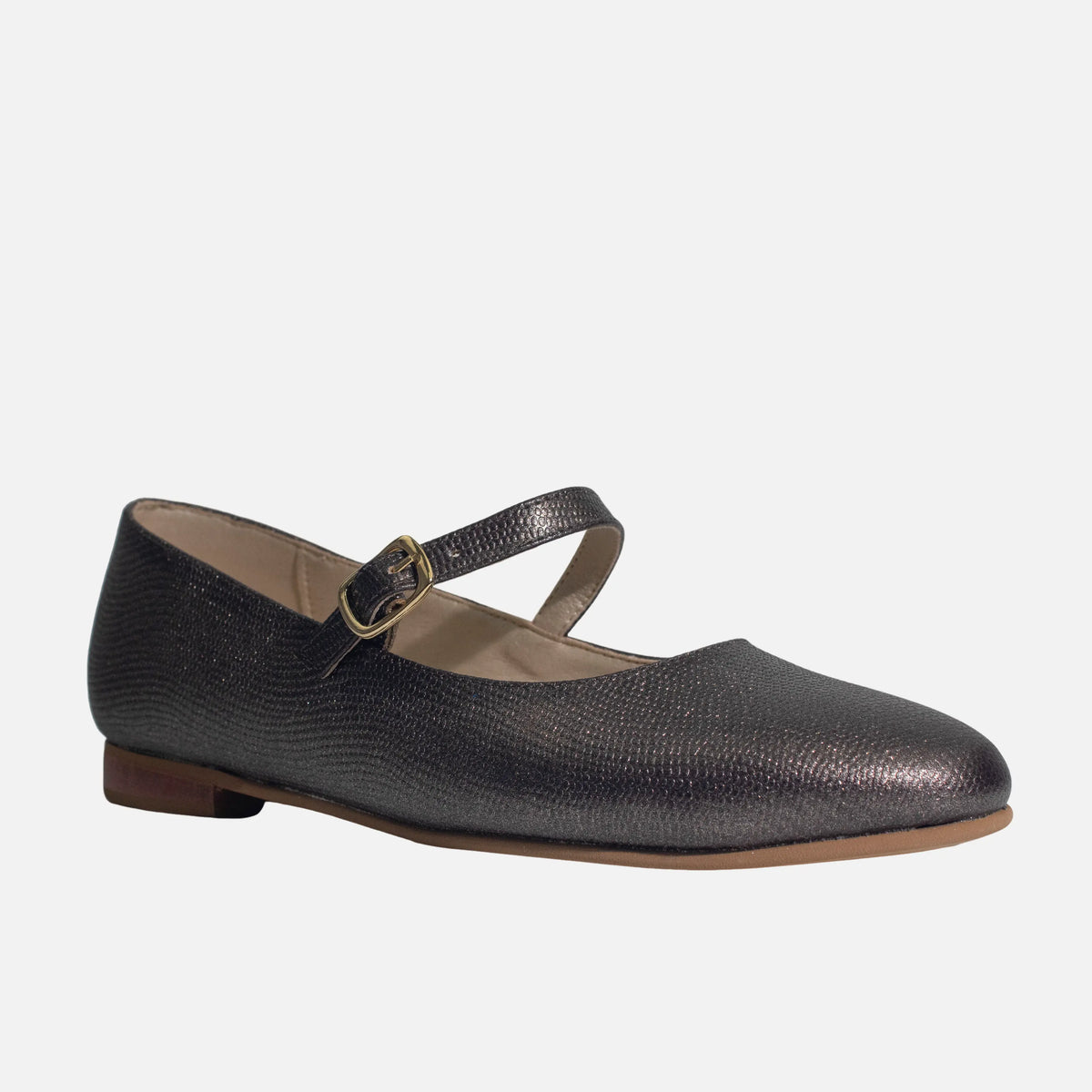 Baleta plana flor de cuero para mujer - Bronce