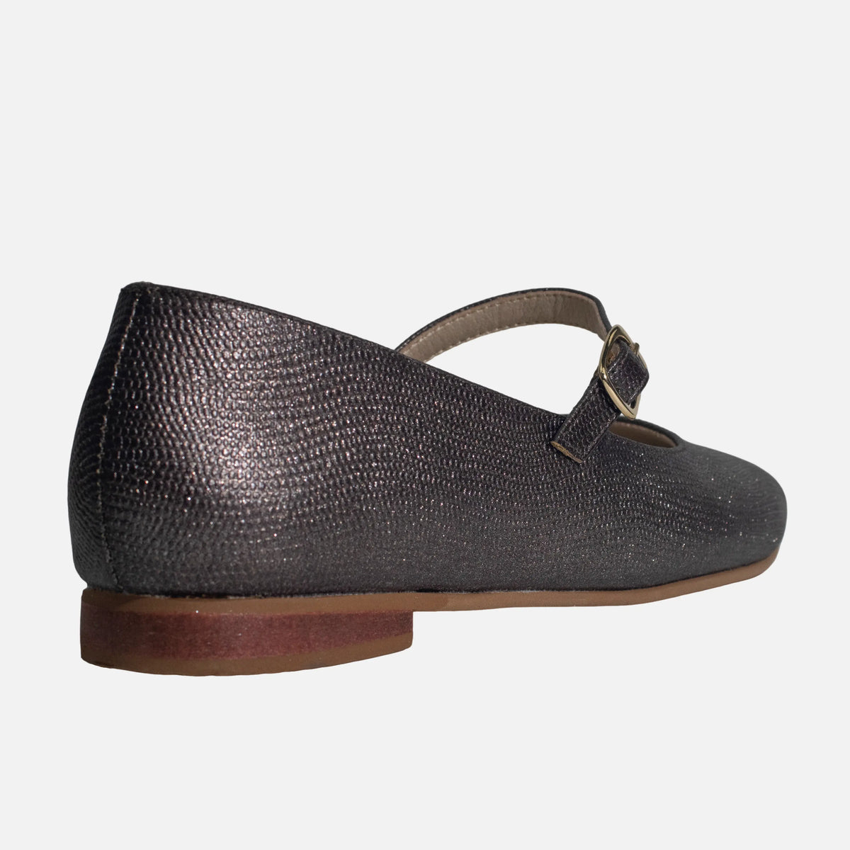 Baleta plana flor de cuero para mujer - Bronce