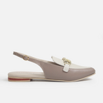 Baleta destalonada emma de cuero para mujer - Taupe