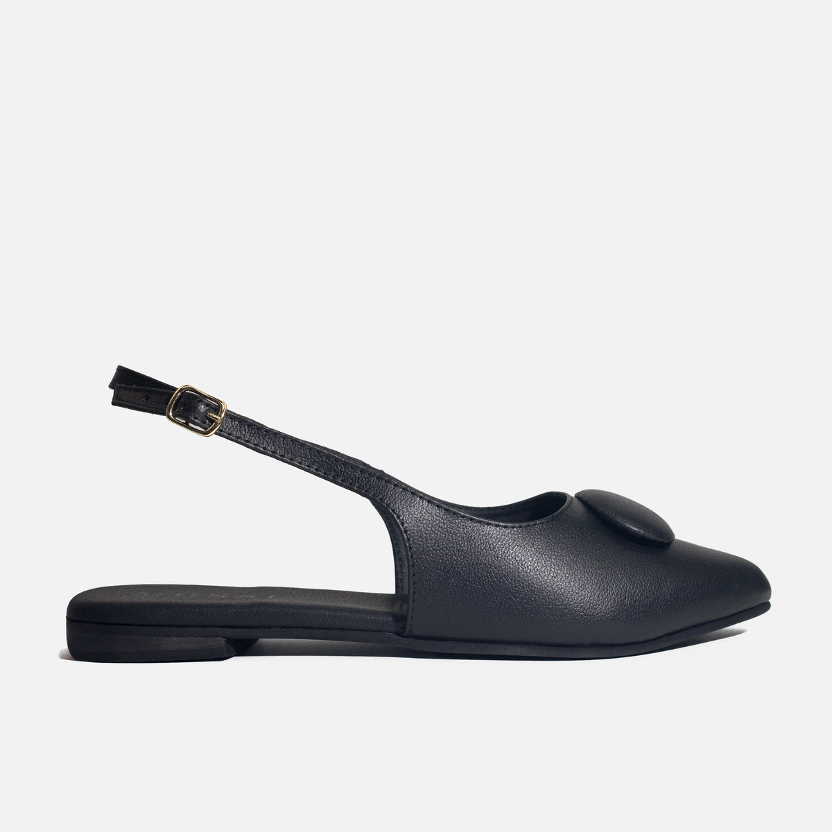 Baleta destalonada calia de cuero para mujer - Negro