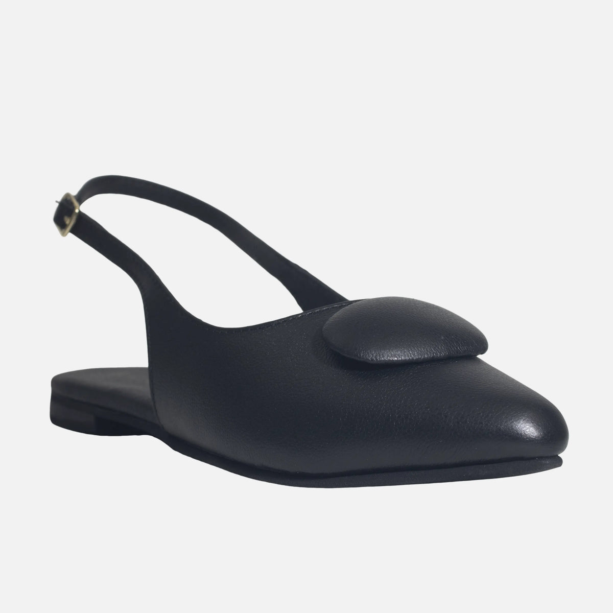 Baleta destalonada calia de cuero para mujer - Negro