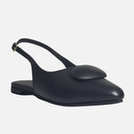 Baleta destalonada calia de cuero para mujer - Negro