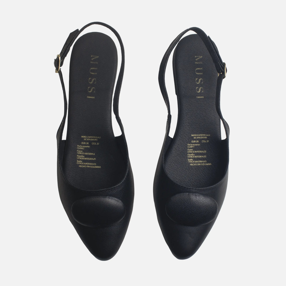 Baleta destalonada calia de cuero para mujer - Negro