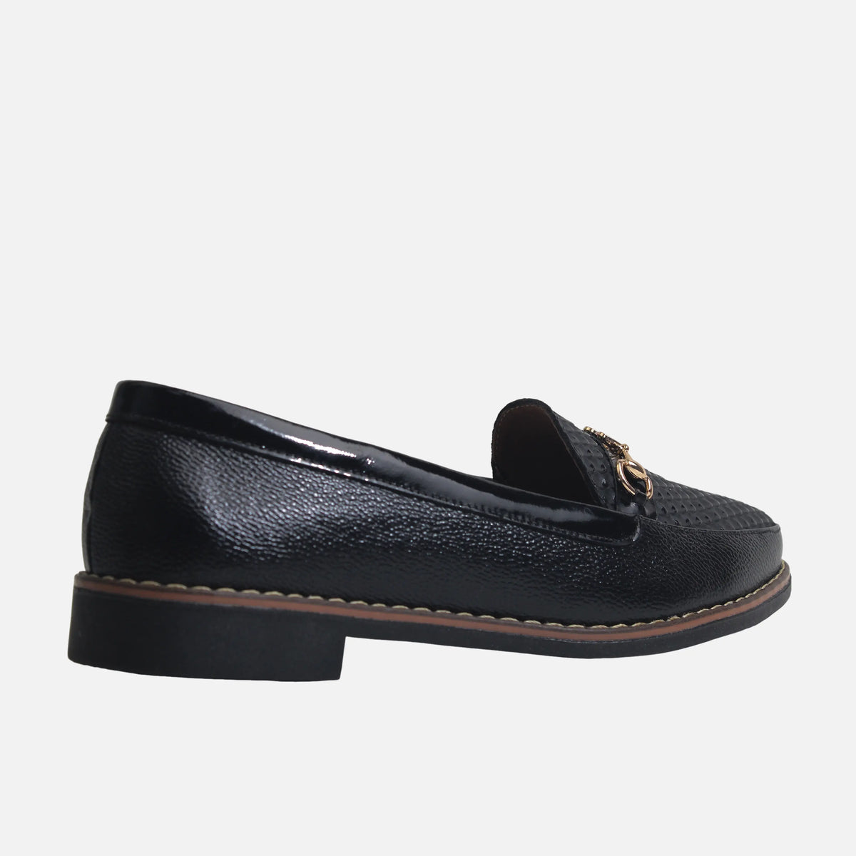 Baleta plana belara de cuero para mujer - Negro