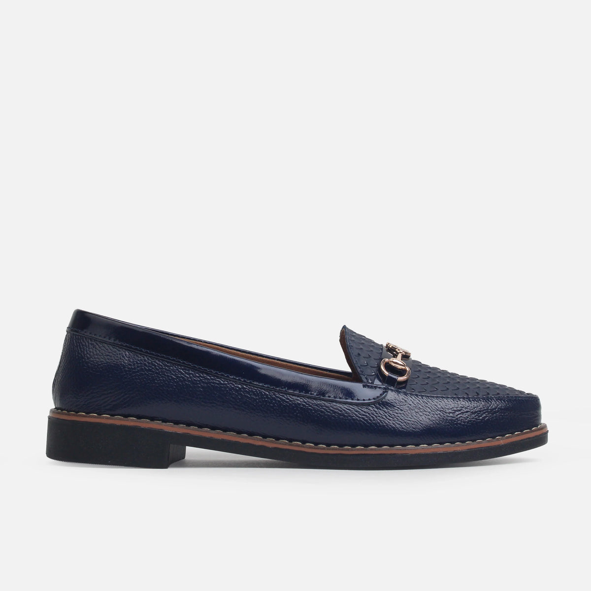 Baleta plana belara de cuero para mujer - Azul