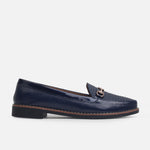 Baleta plana belara de cuero para mujer - Azul